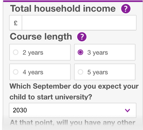 The MSE how much should you save for your child to go to university calculators