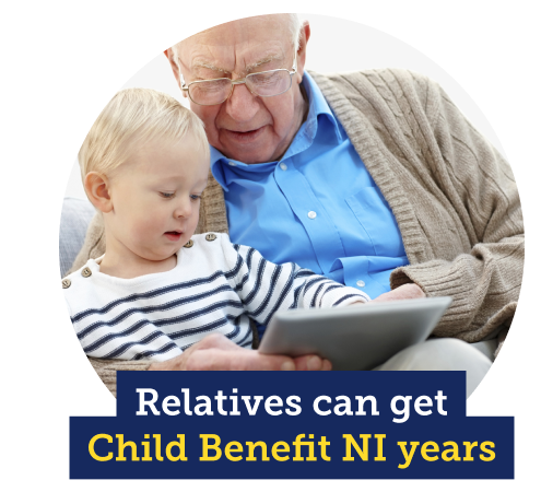 Relatives can get Child Benefit national insurance years. Image links to our Grandparents' childcare credit guide.
