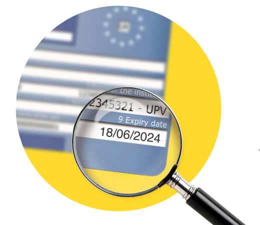 Corner of a European Health Insurance Card, with the expiry date, of 18 June 2024, shown through a magnifying glass. Link takes you to our Free EHIC and GHIC guide.