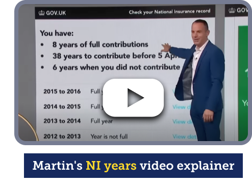 Martin's NI years video explainer, linked to in our full guide to voluntary national insurance years.