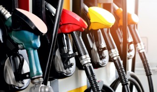 close up image of colourful petrol pumps