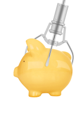 claw grabbing a piggy bank